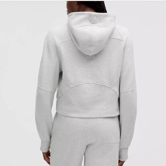 Lululemon Scuba Oversized Half Zip Crop Hoodie Heathered Light Grey M/L - Picture 12 of 12
